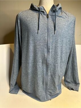 Alfani Heathered Slate Blue Full-Zip Hooded Sweater